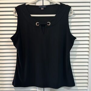 TOMMY HILFIGER BLACK SLEEVELESS TOP WITH TWO SILVER GROMMETS